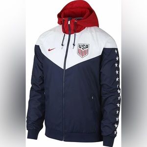 Rare Nike Windrunner Jacket USA Windbreaker Soccer Red White Blue Stars